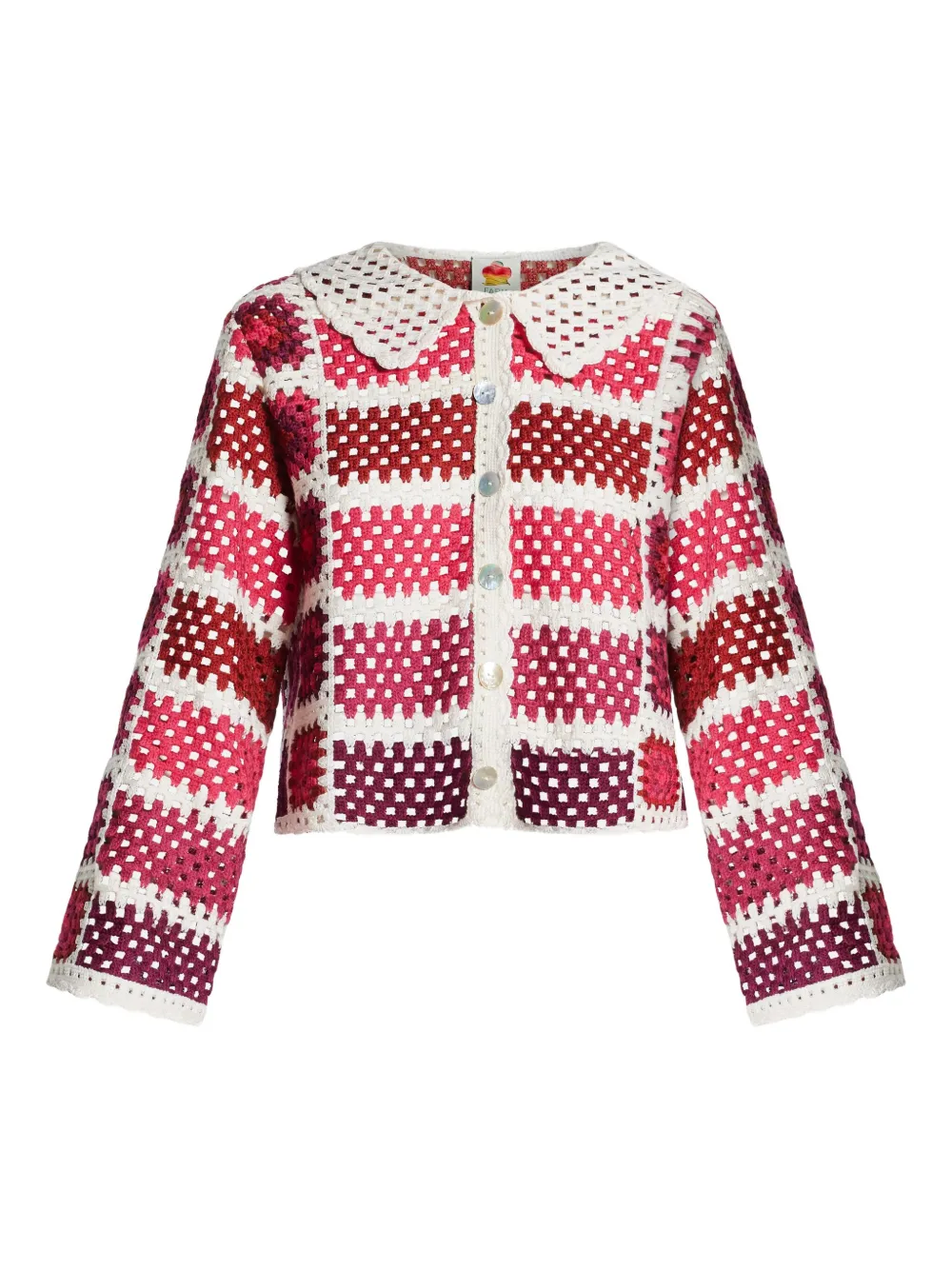 Farm Rio Crochet-knit Cardigan In White