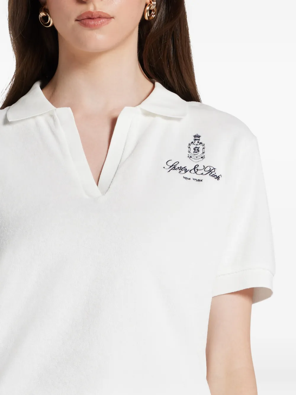 Sporty & Rich Polotop met geborduurd logo Wit