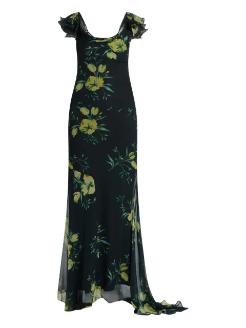 De La Vali ruffled floral-print dress