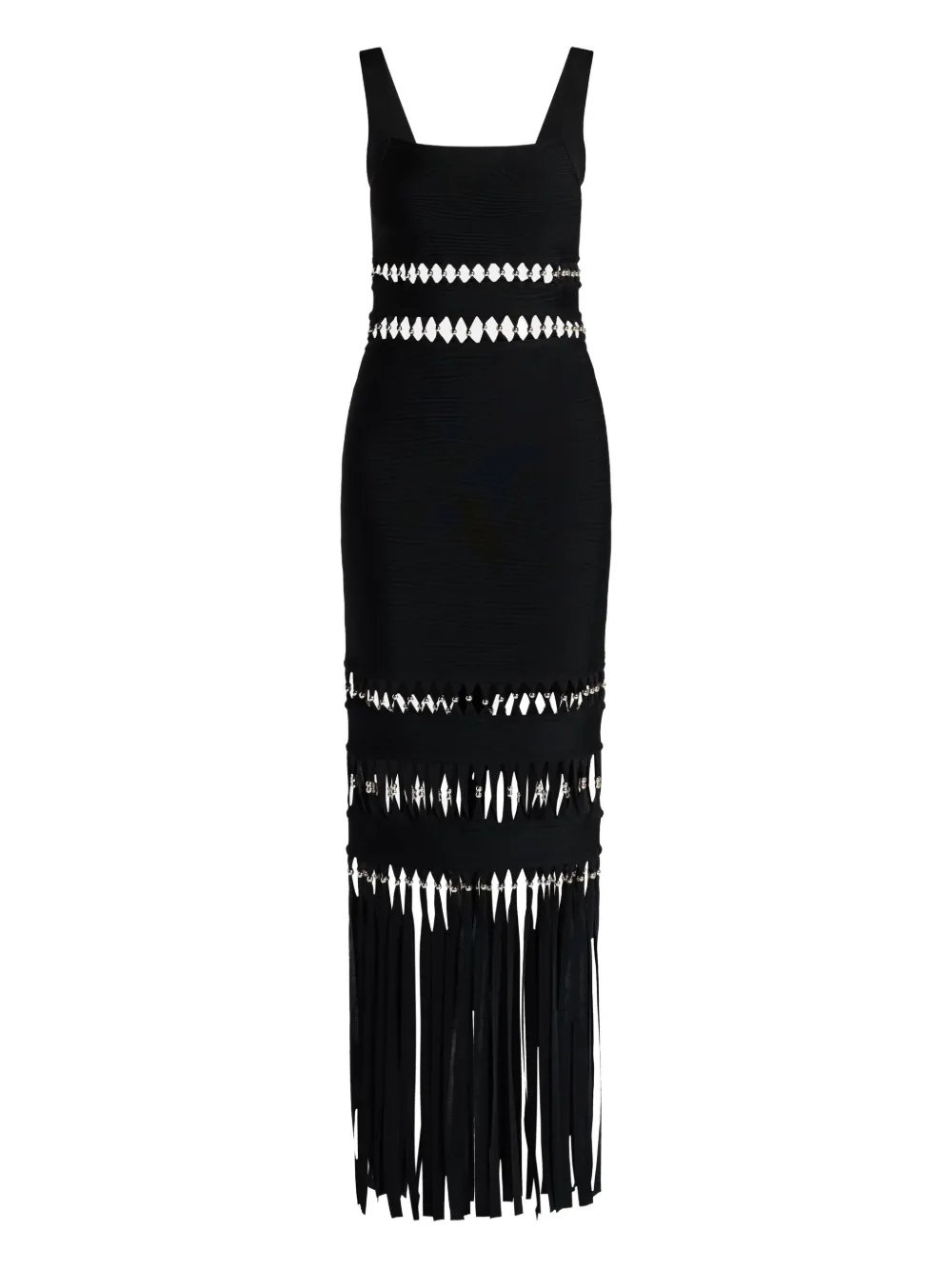 Herve Leger Ines Fringed Dress In Black