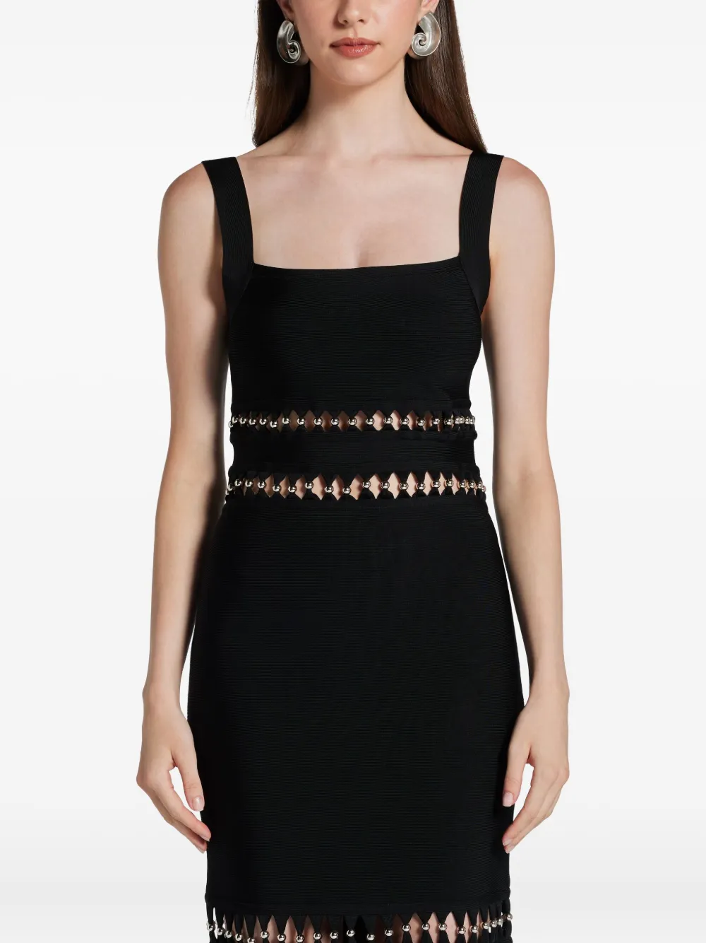 Herve Leger Ines Fringed Dress In Black