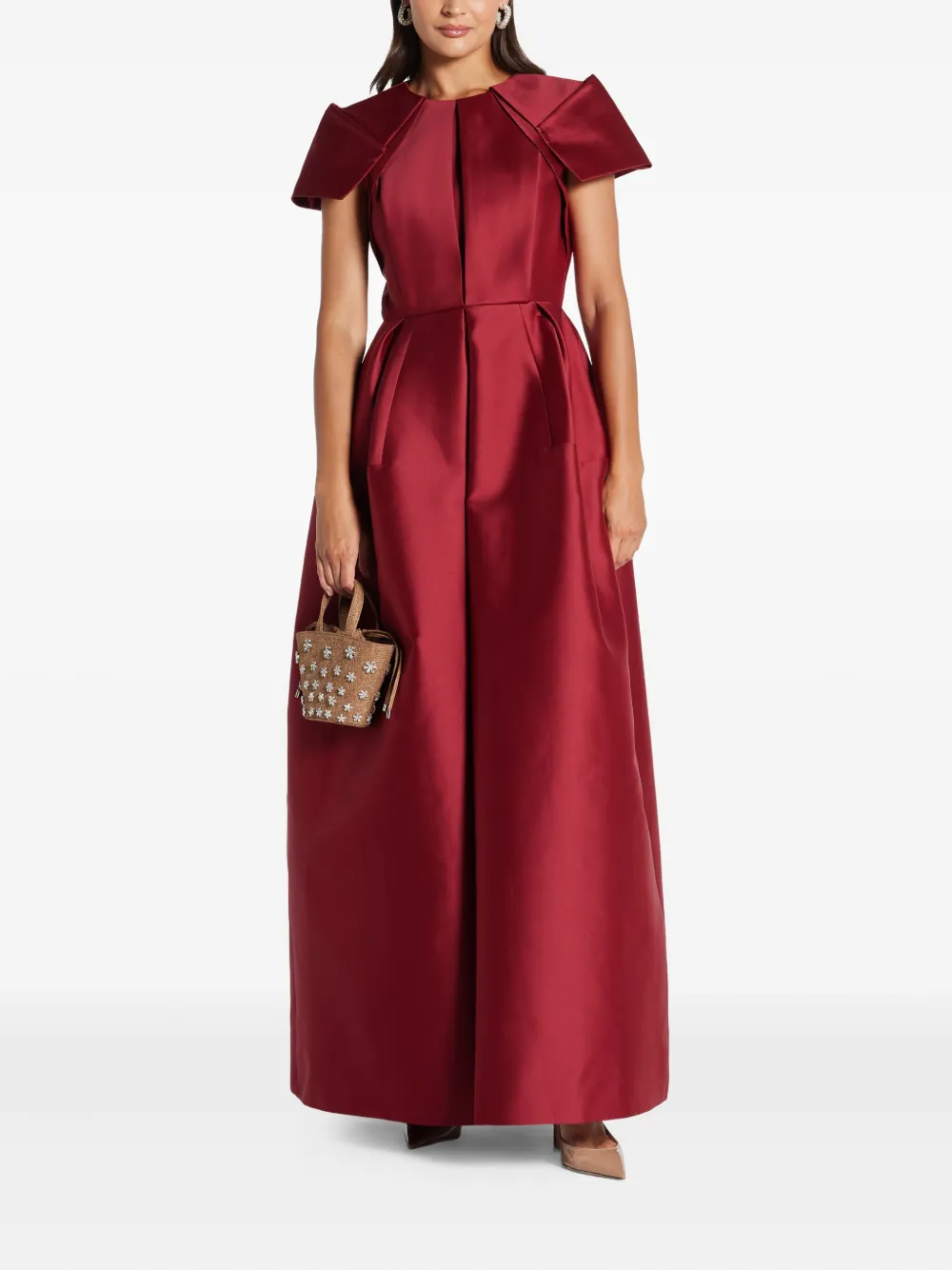 Dice Kayek pleated-shoulder maxi dress - Rood