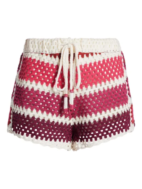 FARM Rio striped-pattern crochet shorts