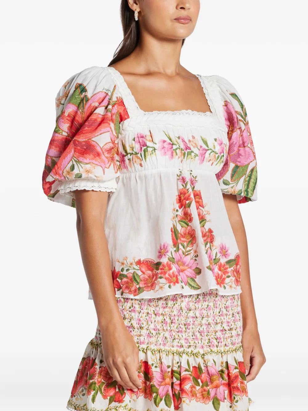 FARM Rio floral-print top - Bianco