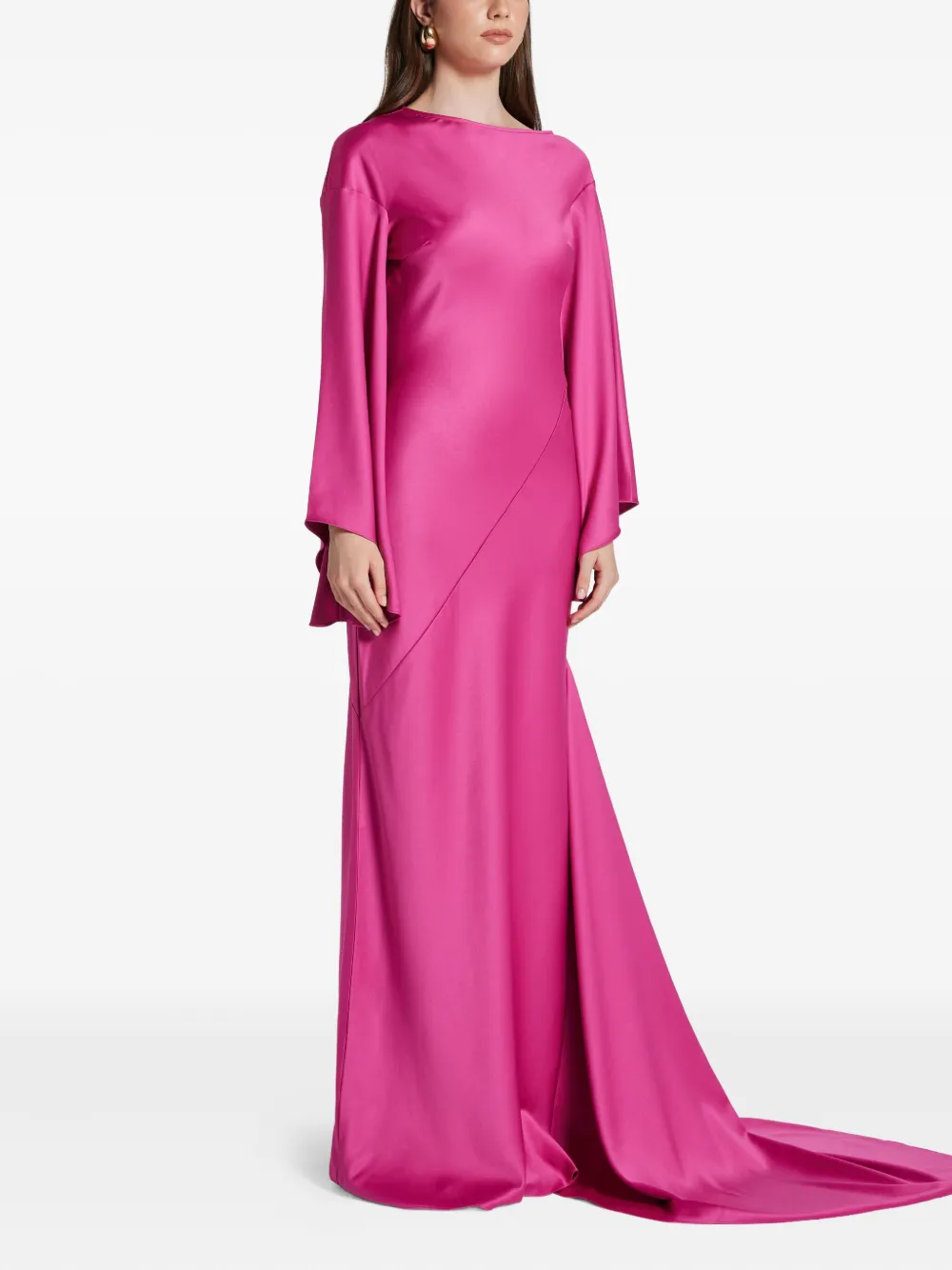 De La Vali Flared-sleeve Dress In Pink