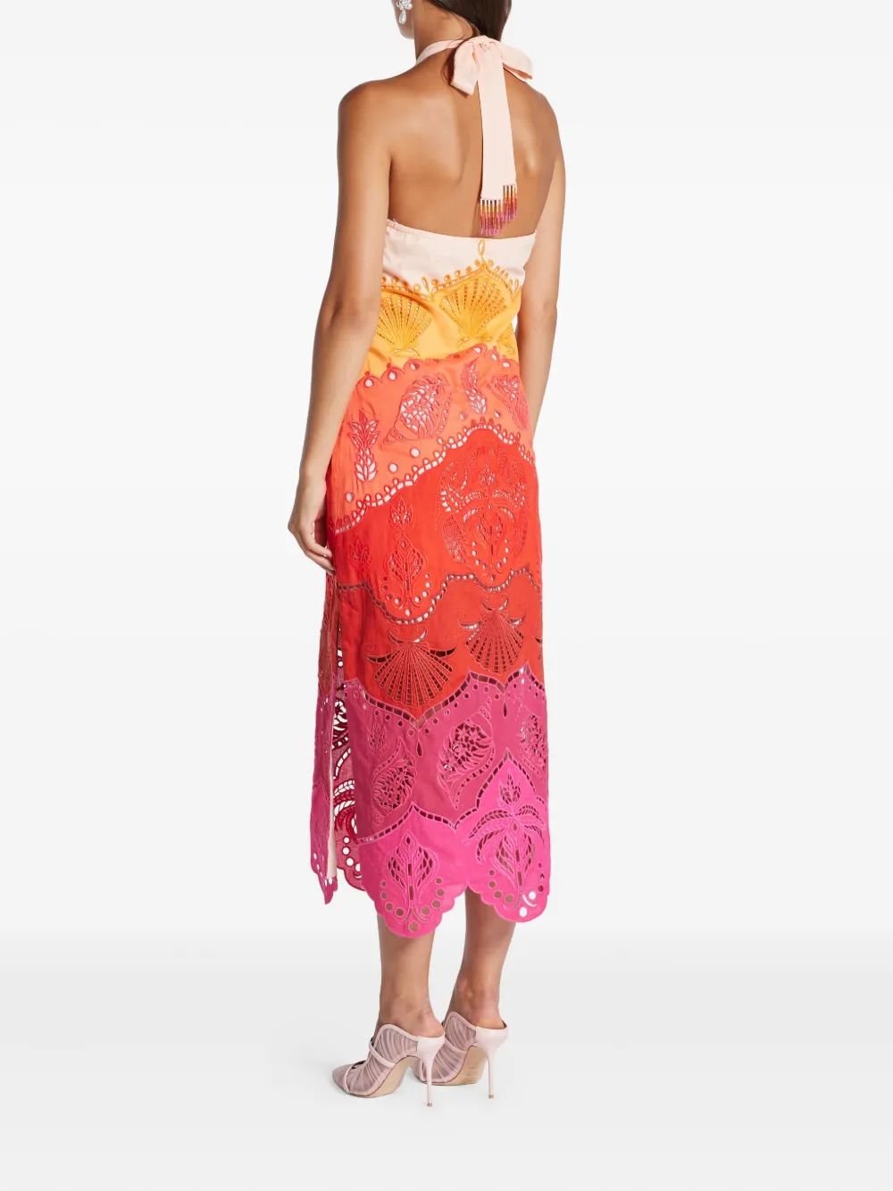 Farm Rio Summer Gradient Ombre Richelieu Midi Dress In Multi In Multi