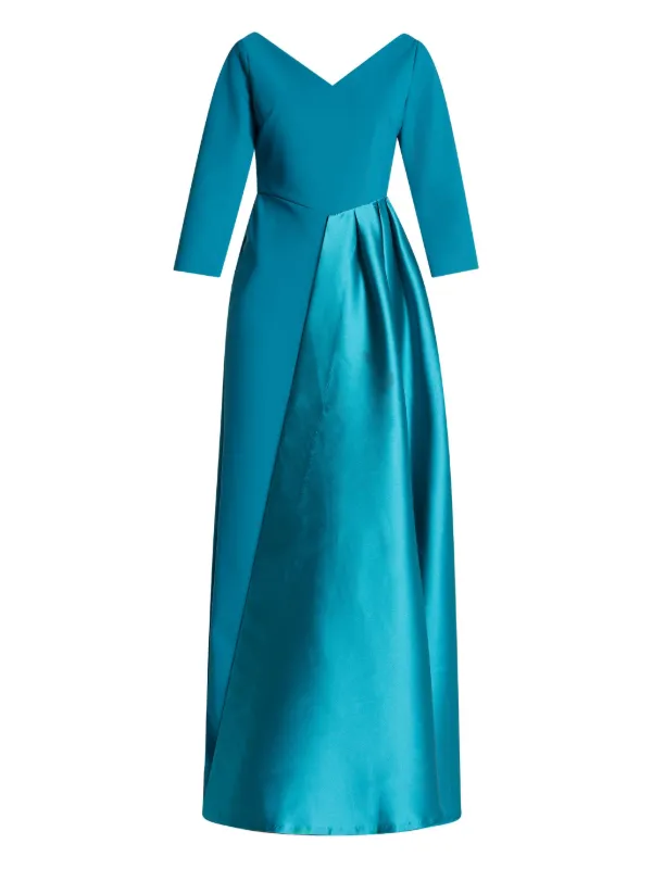 greta constantine blue dress Greta Constantine Oseph across the shoulder gown w/ ruched panel NAVY / 14