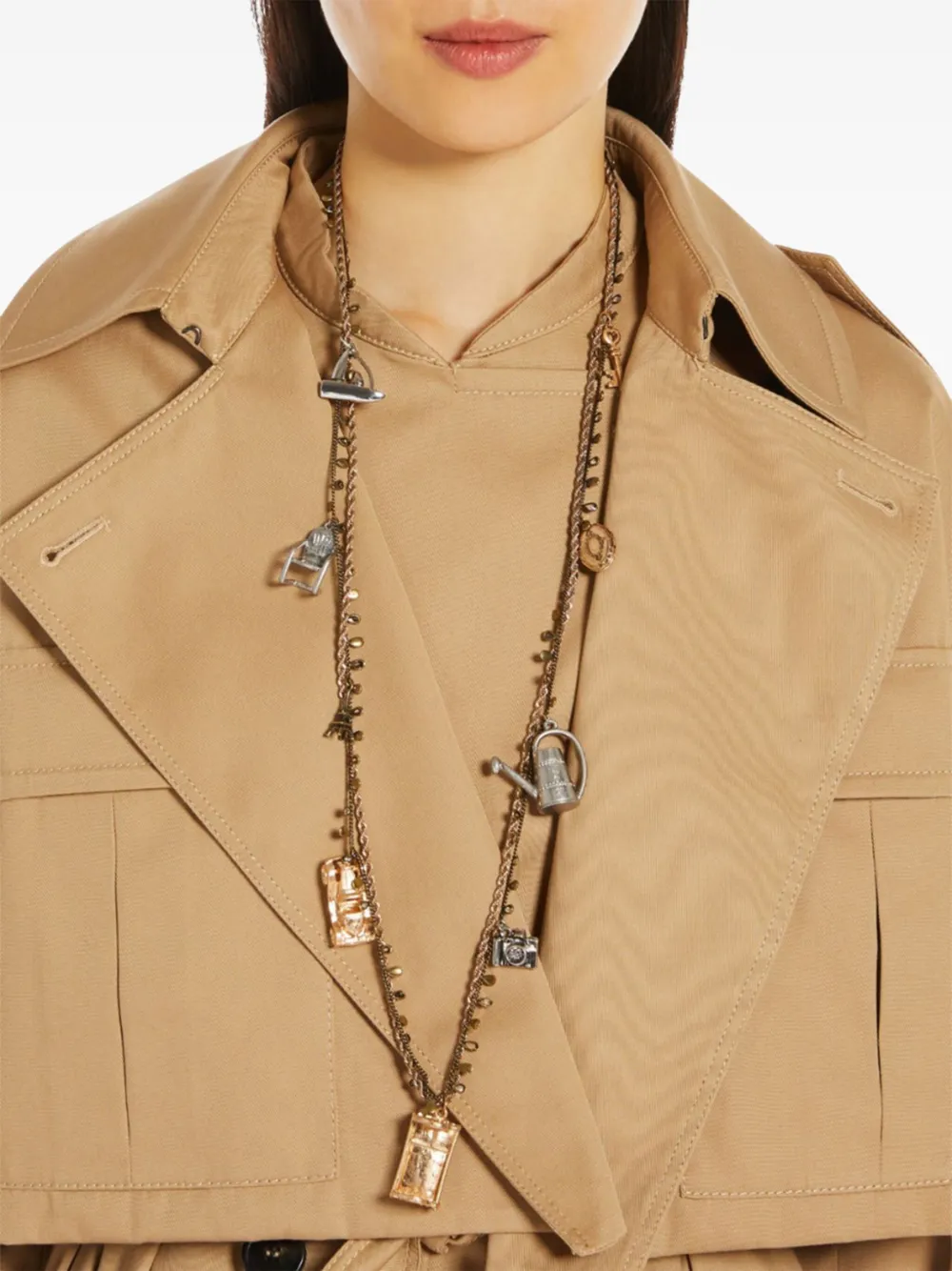 Weekend Max Mara Charm-embellished Layered Necklace In Gold