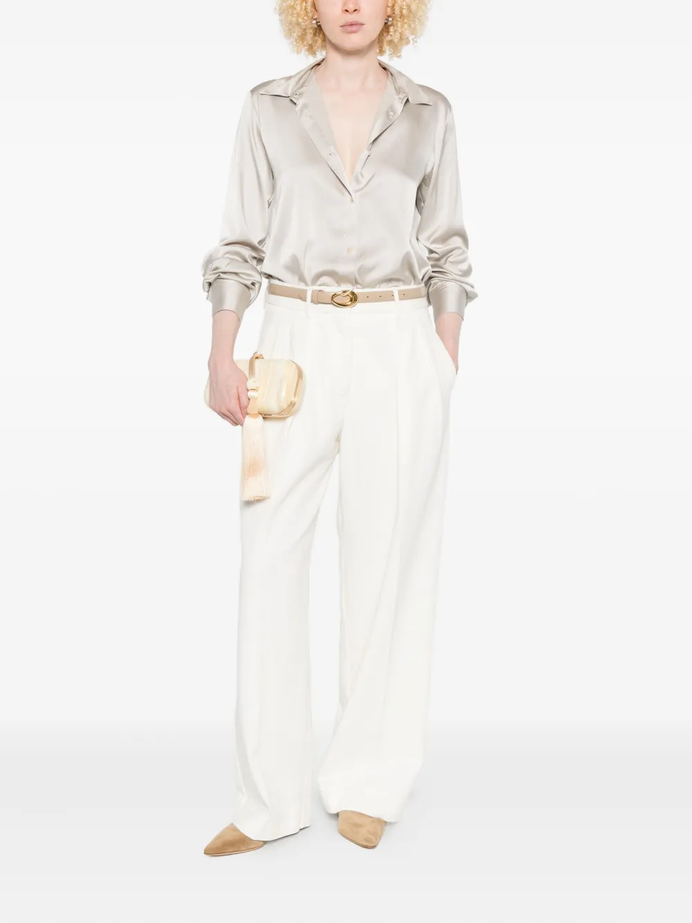 Forte Forte Satijnen blouse - Beige