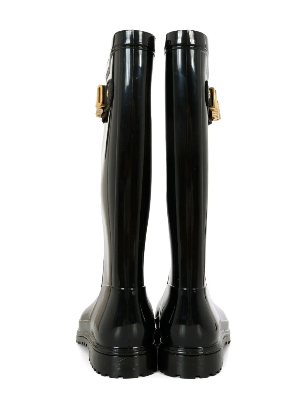 Moschino Kids logo round-toe rain boots Black