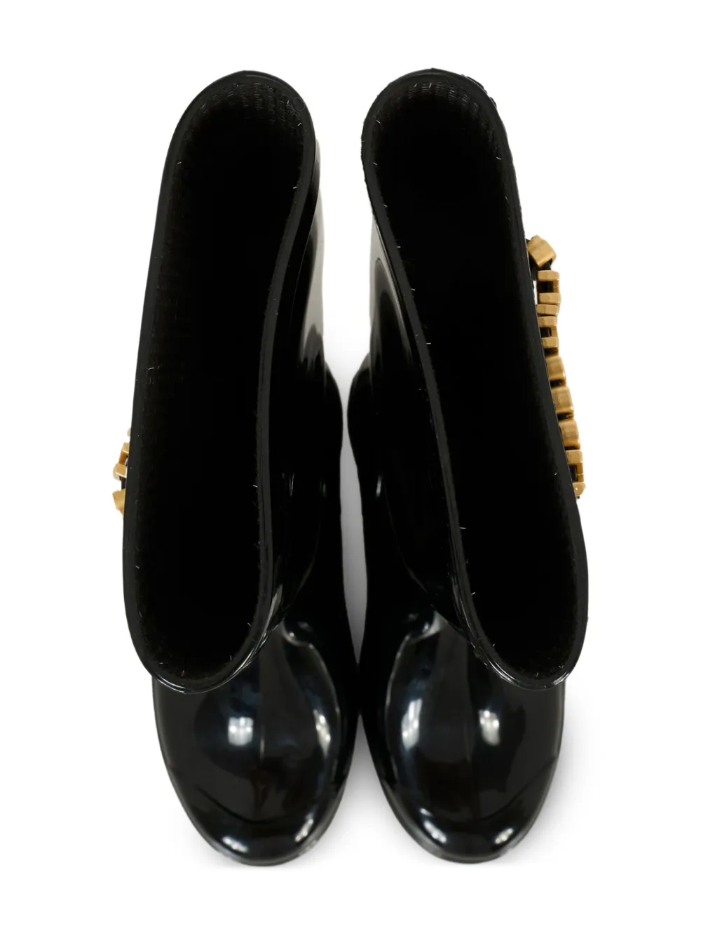 Moschino Kids logo round-toe rain boots Black