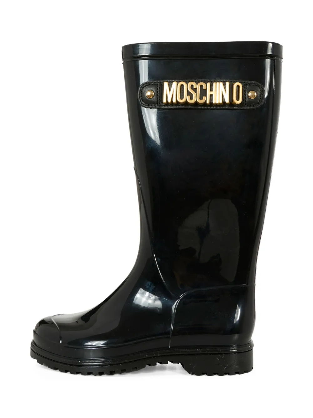 Moschino Kids logo round-toe rain boots Black