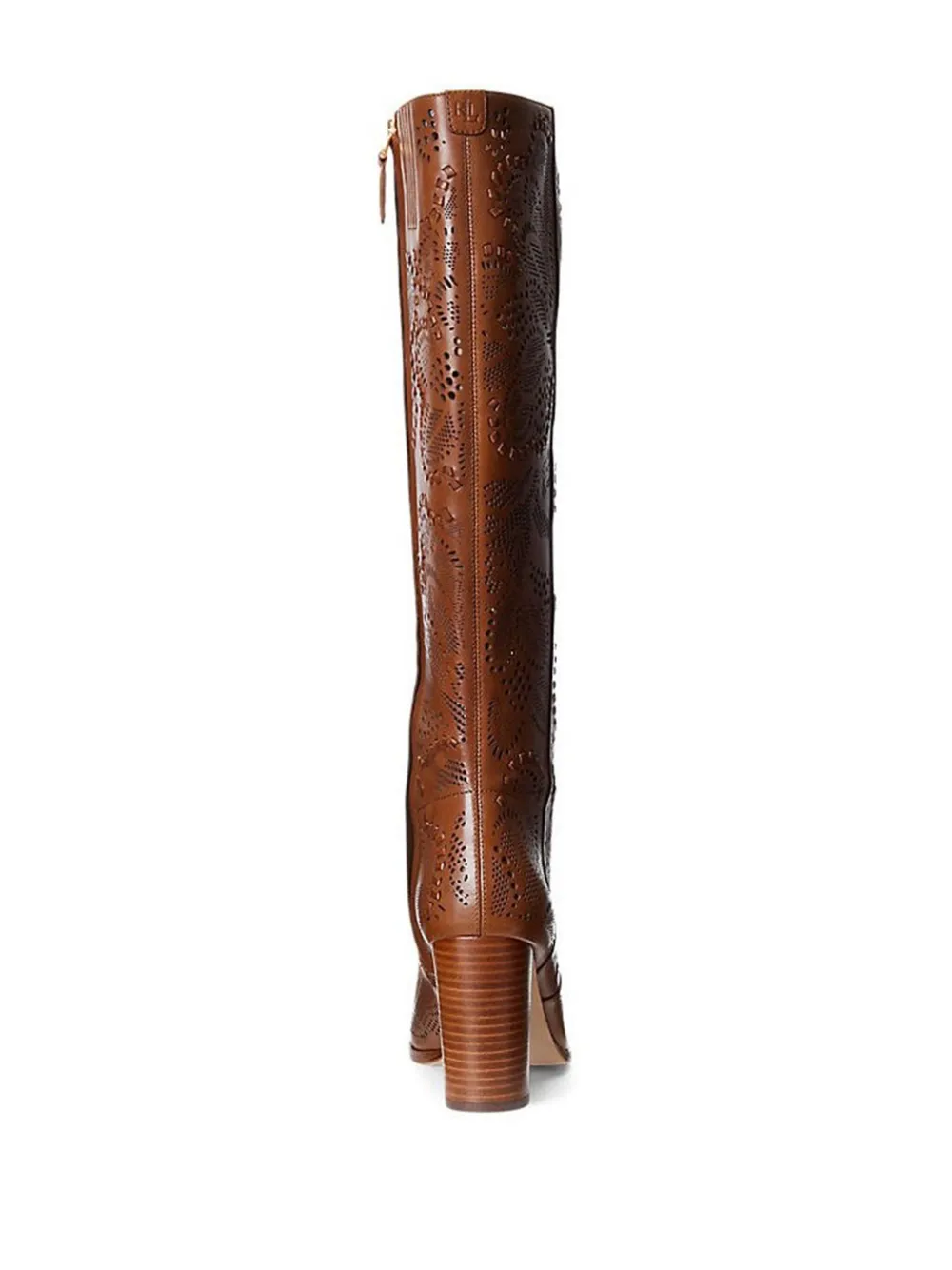 Lauren Ralph Lauren floral-lasercut leather boots Brown