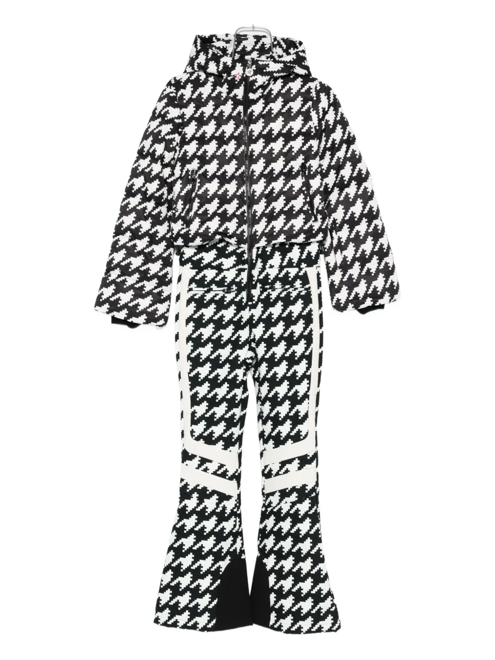 Perfect Moment Houndstooth Hooded Jumpsuit In Black