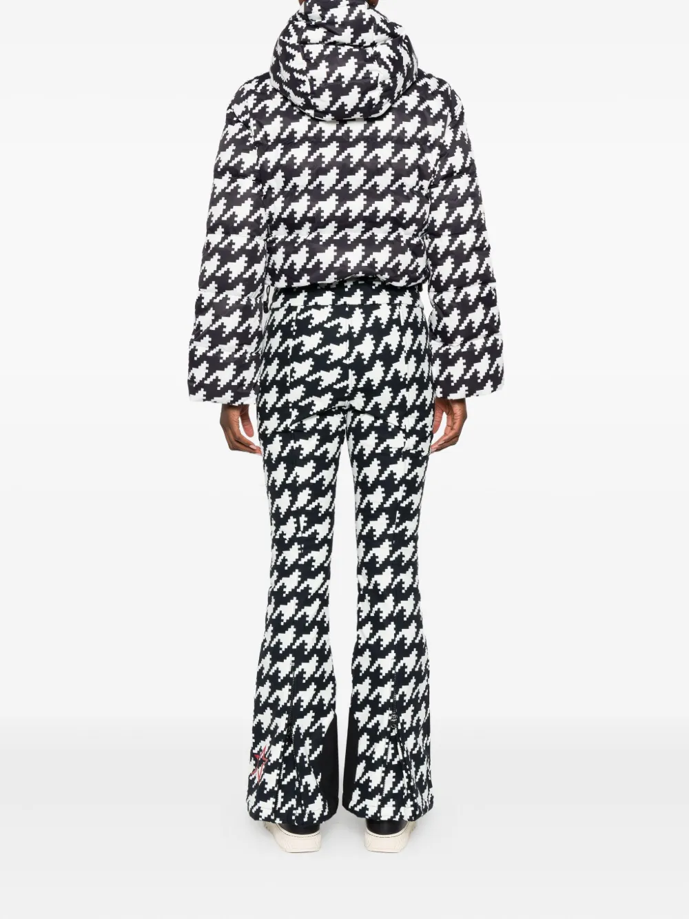 Perfect Moment Houndstooth Hooded Jumpsuit In Black