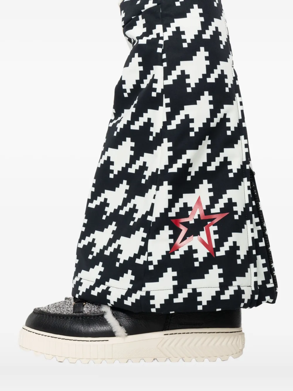 Perfect Moment Houndstooth Hooded Jumpsuit In Black