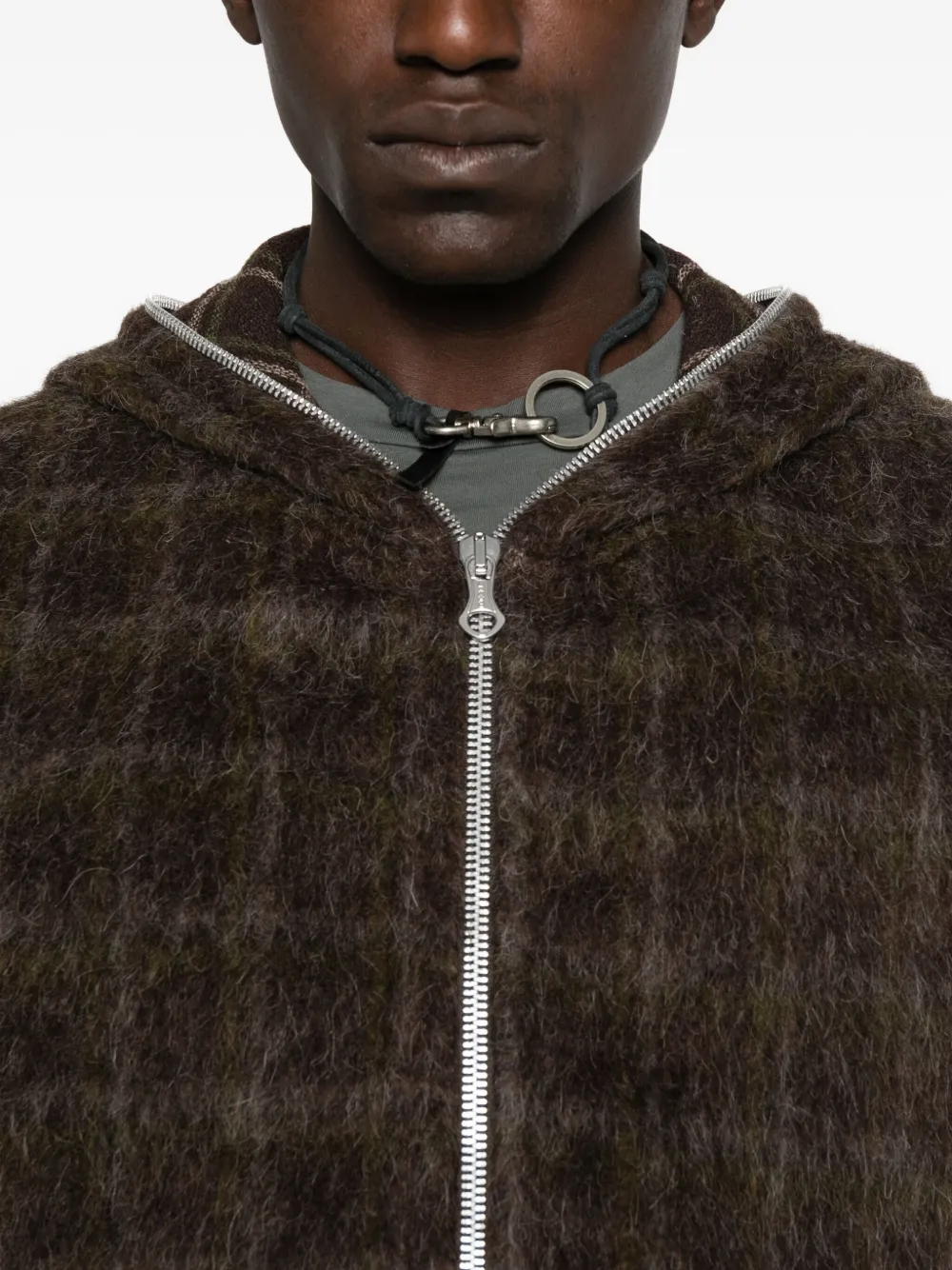 Our Legacy Embroidered Wool Blend V-neck Cardigan With Front Pockets In Brown