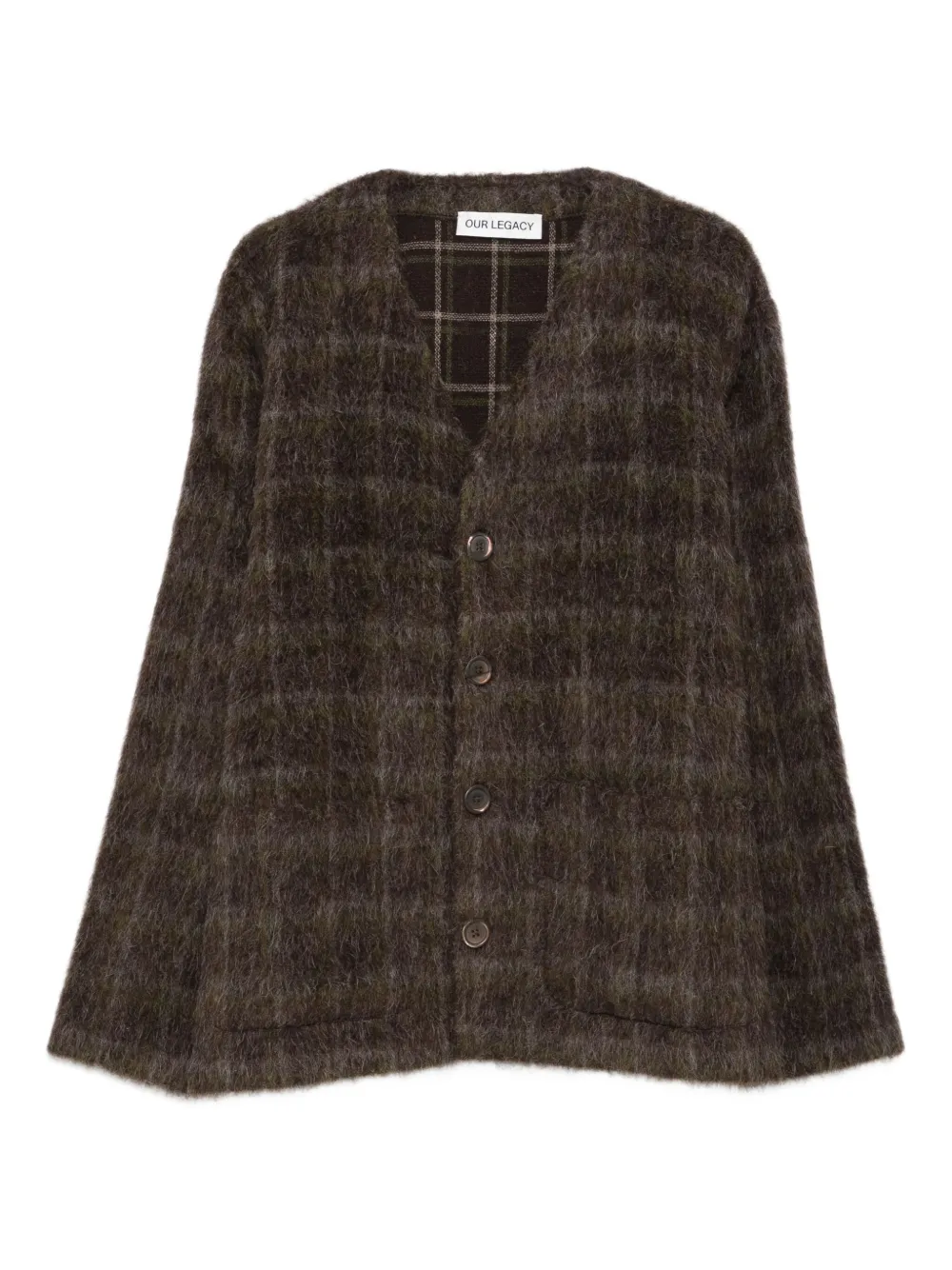 OUR LEGACY Geruit vest Bruin