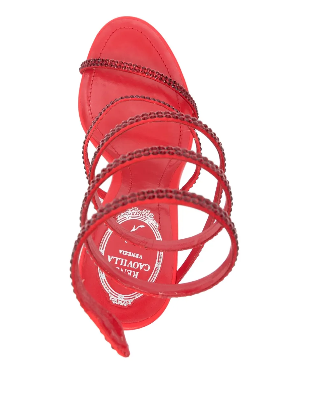 René Caovilla 110mm Cleo Embellished Spiral Ankle-strap Sandals In Red