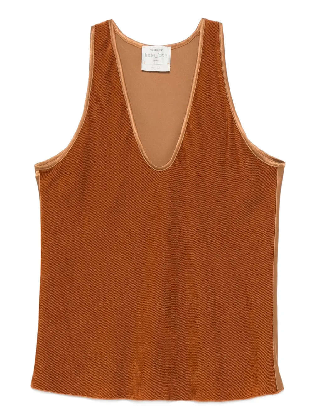 contrast-fabric scoop-neck top