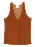 Forte Forte contrast-fabric scoop-neck top - Brown