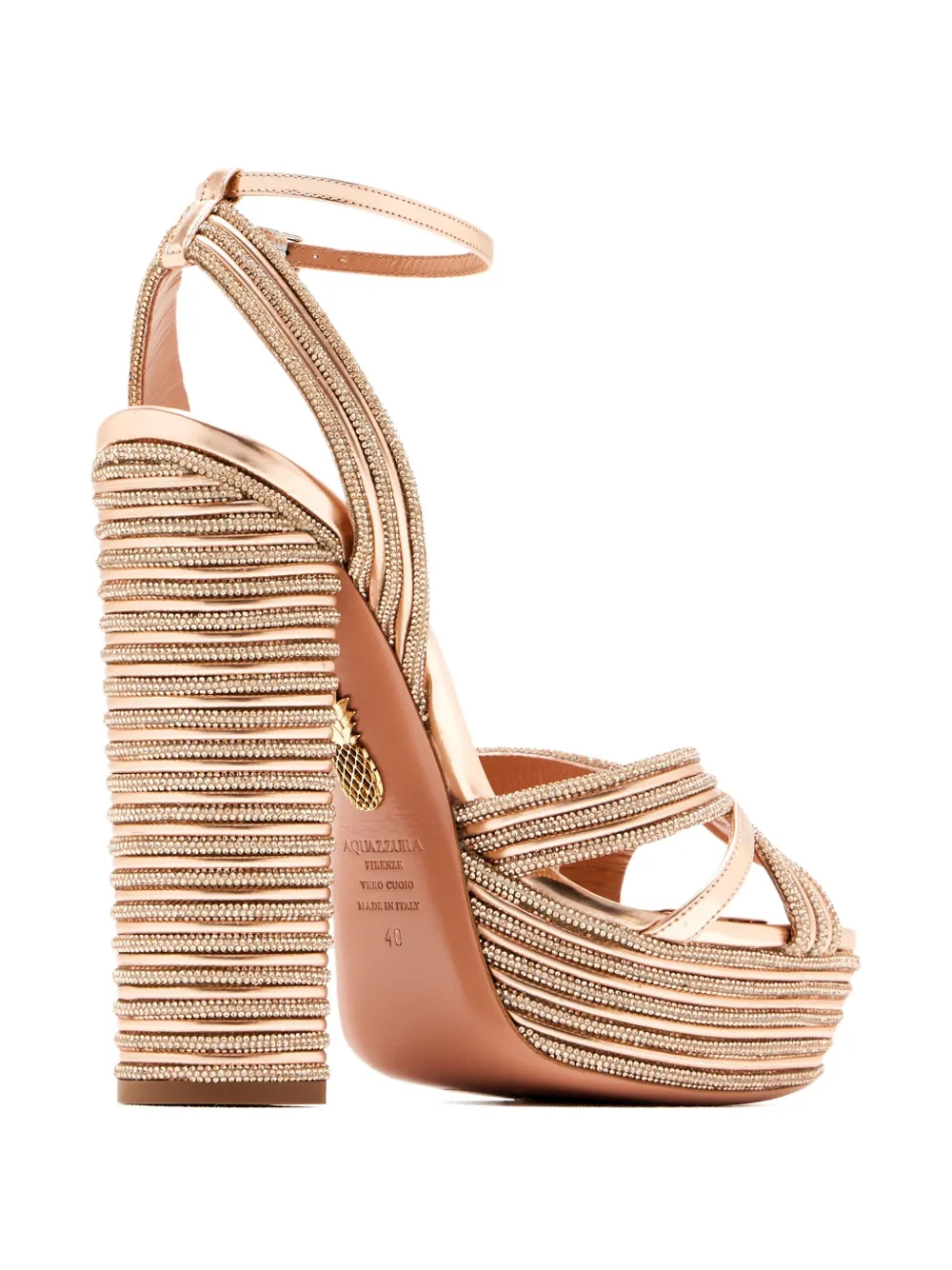 Aquazzura 140mm Sundance Sparkle Embellished Platform Sandals In Pink