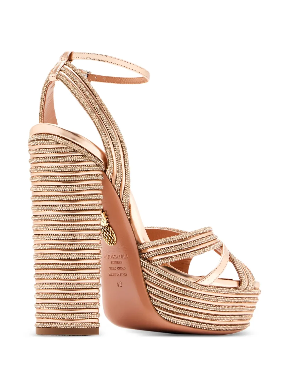 Aquazzura 140mm Sundance Sparkle embellished platform sandals Pink