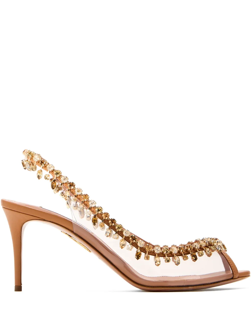 Aquazzura Temptation crystal-embellished slingback pumps Neutrals
