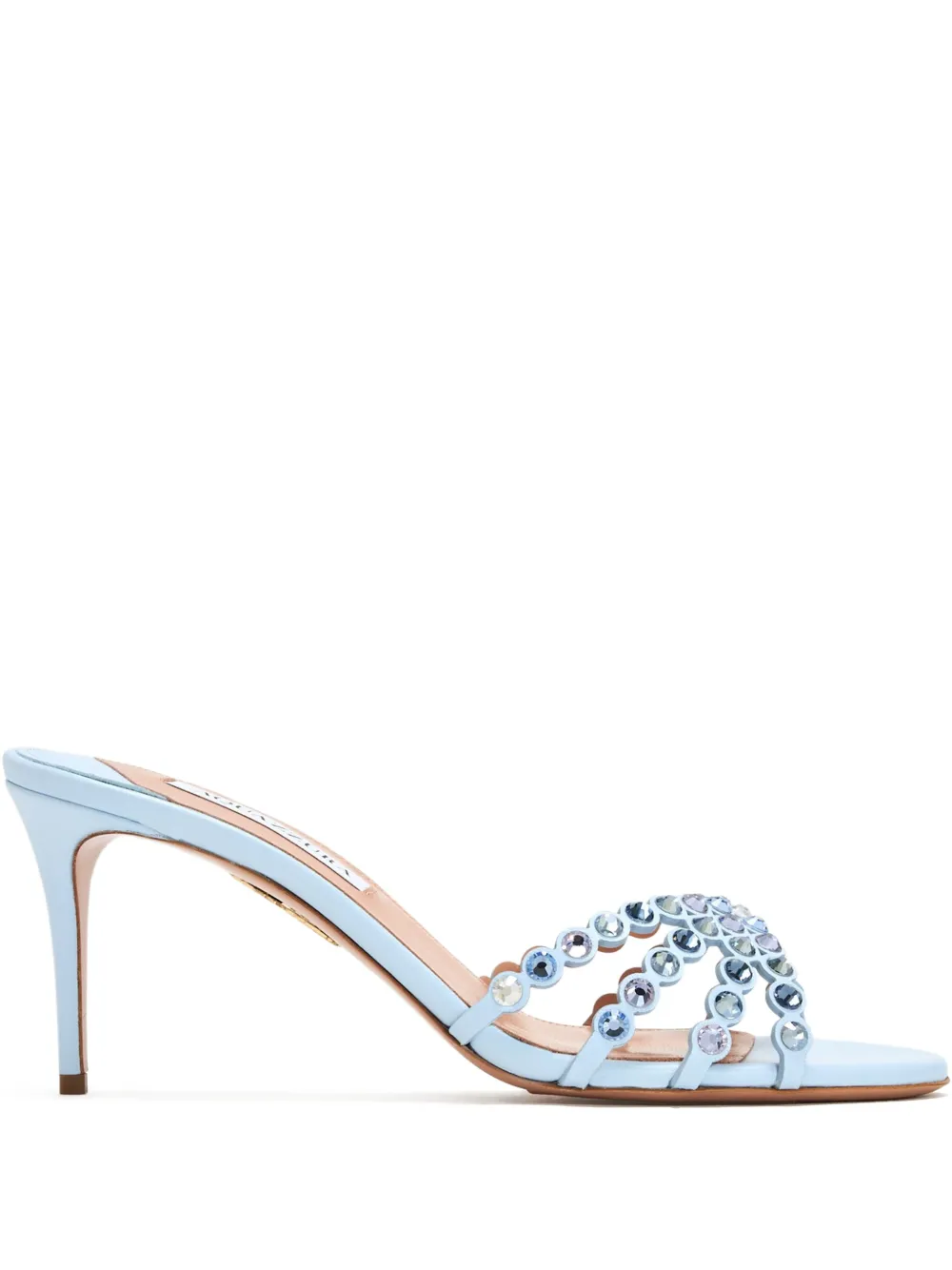 Aquazzura 75mm Tequila Crystal-embellished Stiletto Sandals In Blue