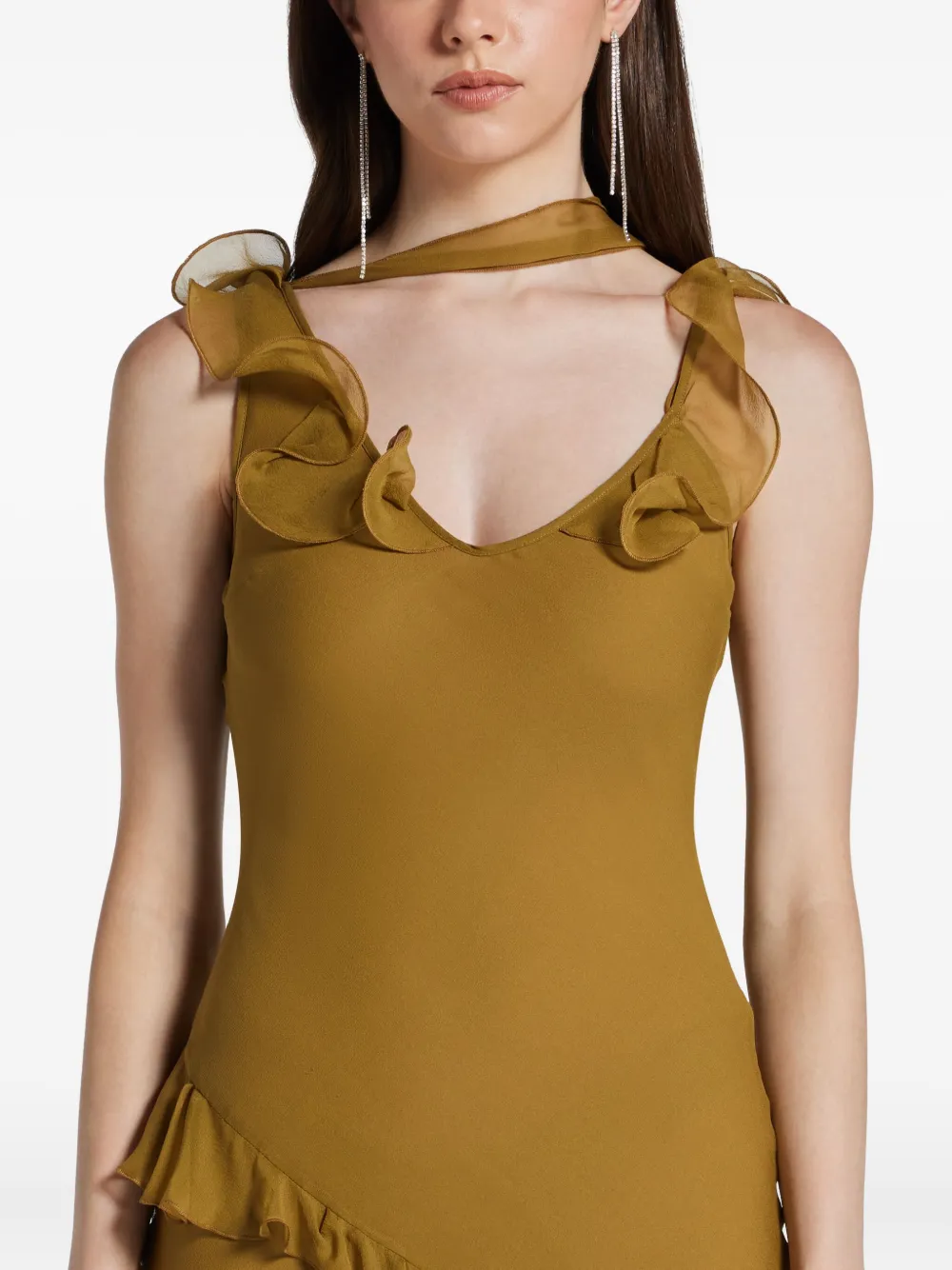 De La Vali Ruffled Dress In Brown