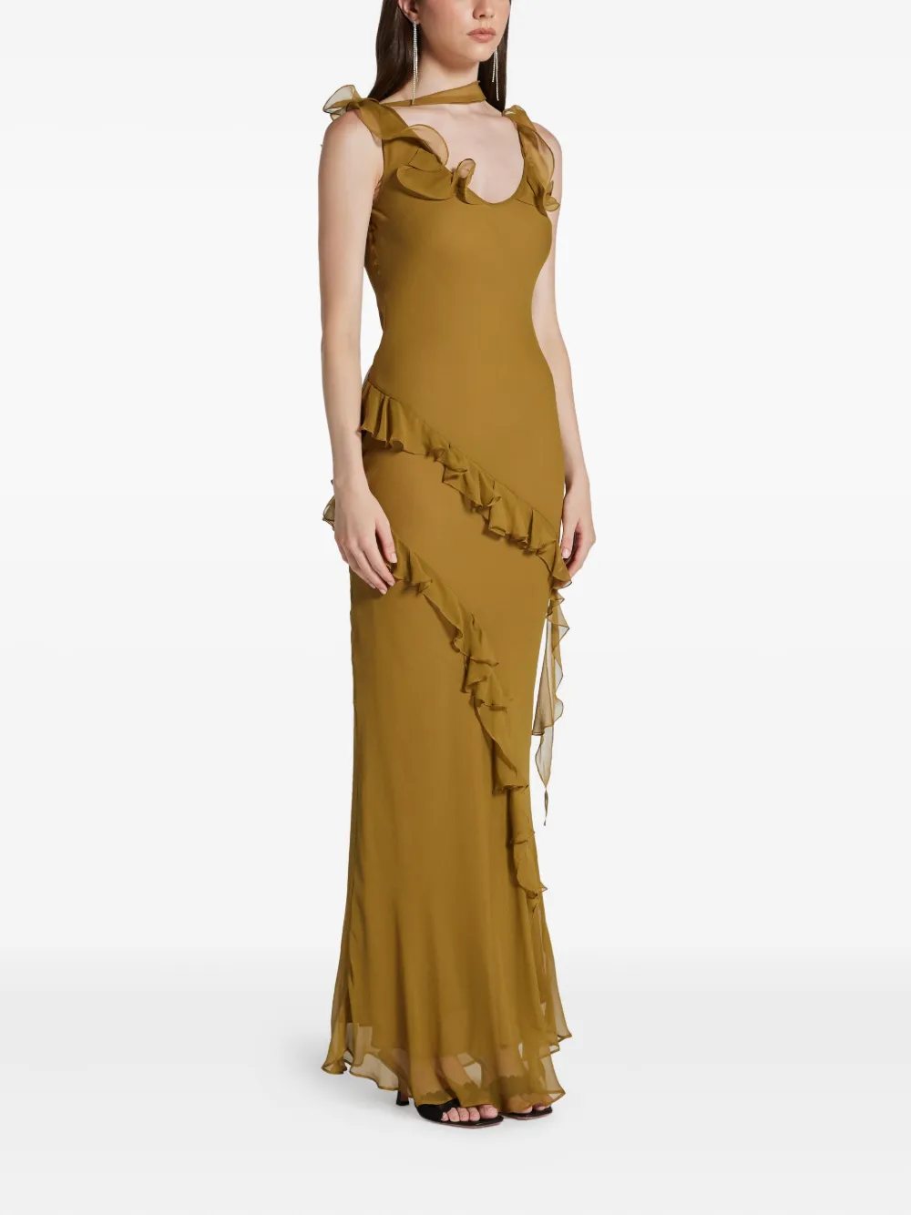 De La Vali Ruffled Dress In Brown