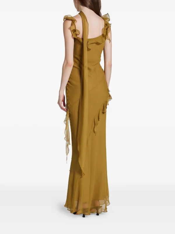 De La Vali Ruffled Dress | Brown | FARFETCH