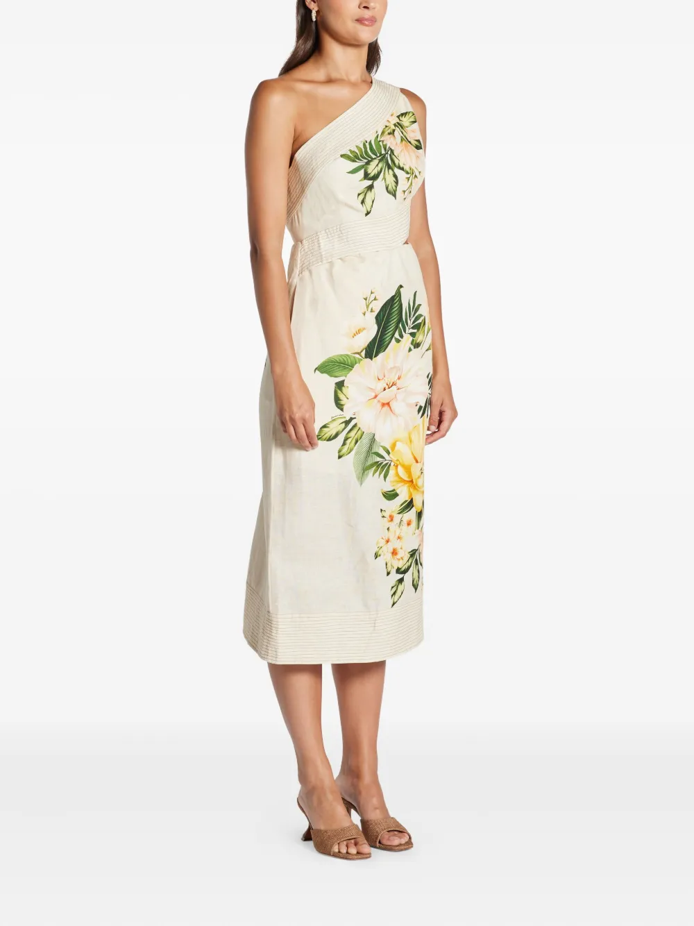 FARM Rio Asymmetrische midi-jurk Beige