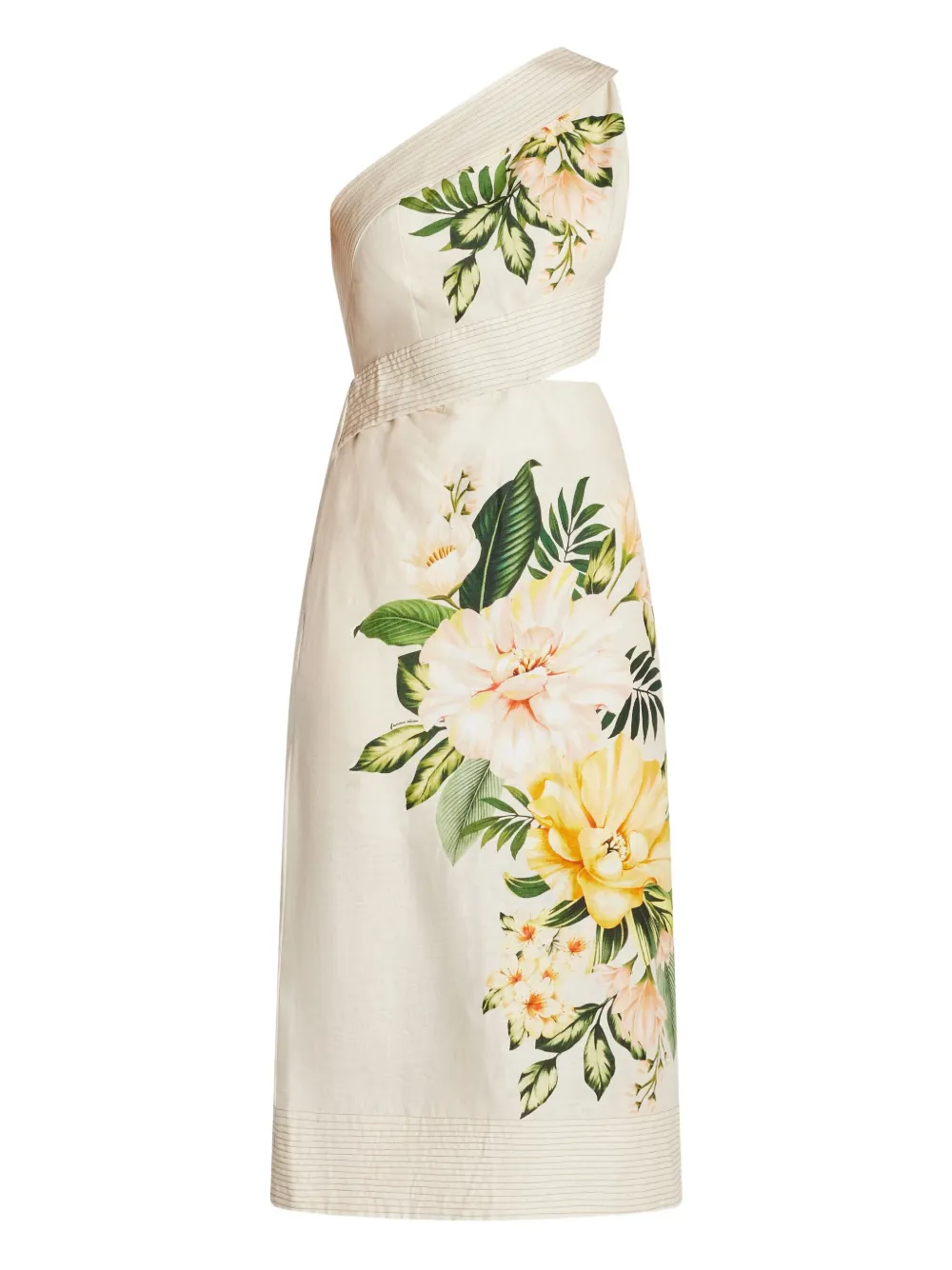 FARM Rio floral-print one-shoulder midi dress | Neutrals | Image 1