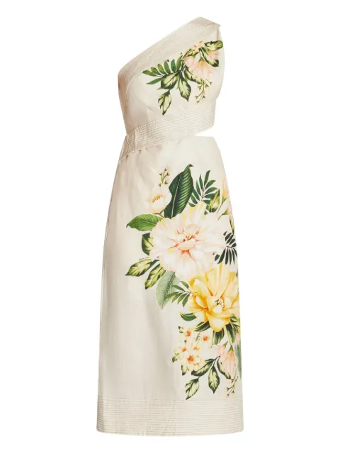 FARM Rio floral-print one-shoulder midi dress
