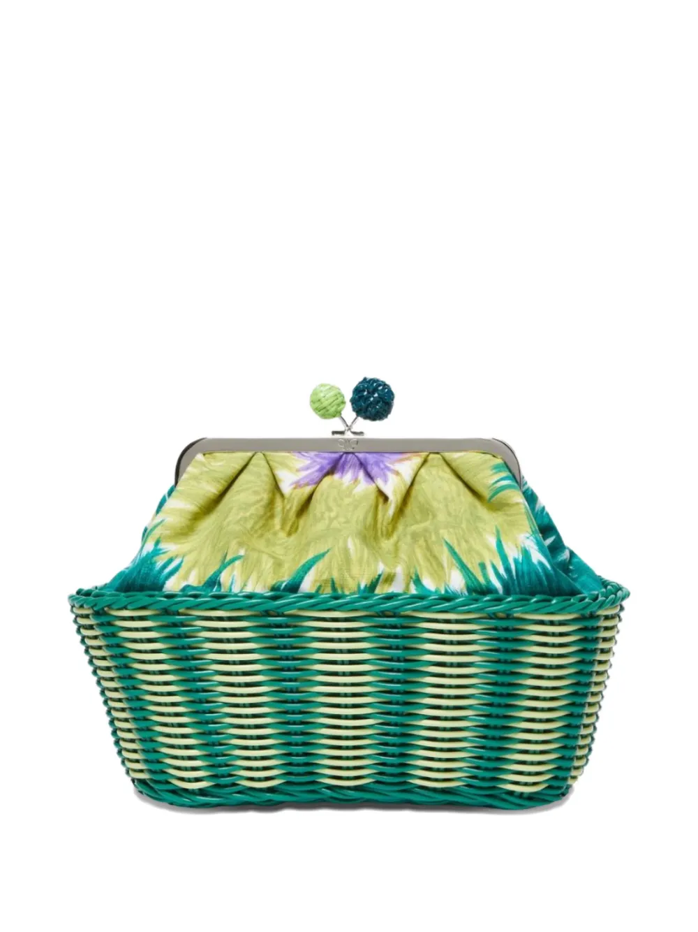 Weekend Max Mara Pasticcino printed wicker clutch bag Groen