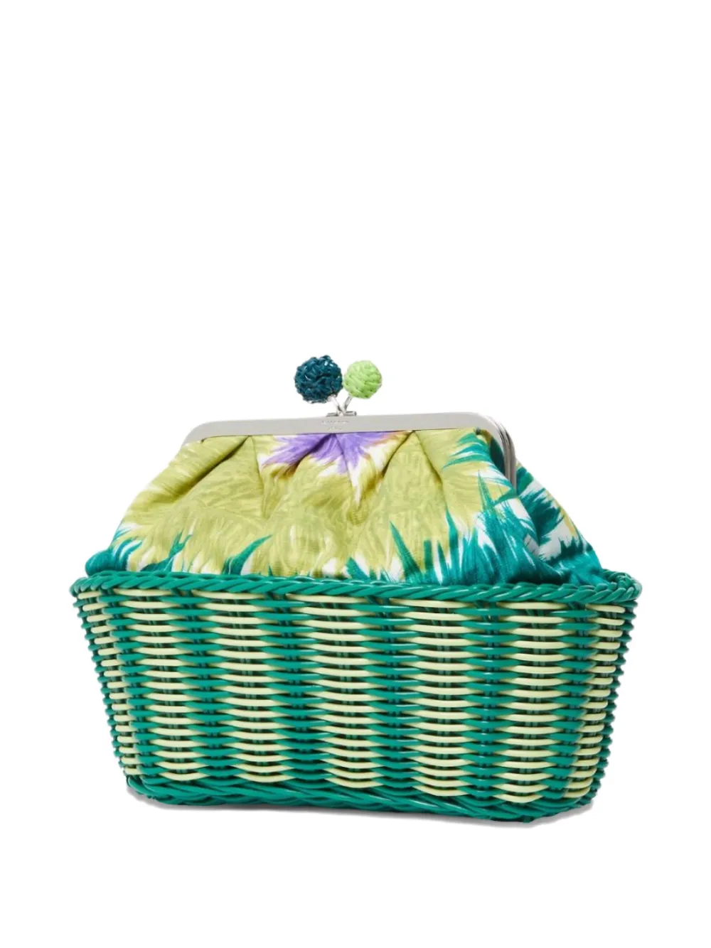 Weekend Max Mara Pasticcino printed wicker clutch bag Groen