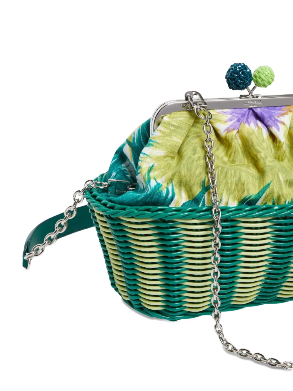 Weekend Max Mara Pasticcino printed wicker clutch bag Groen