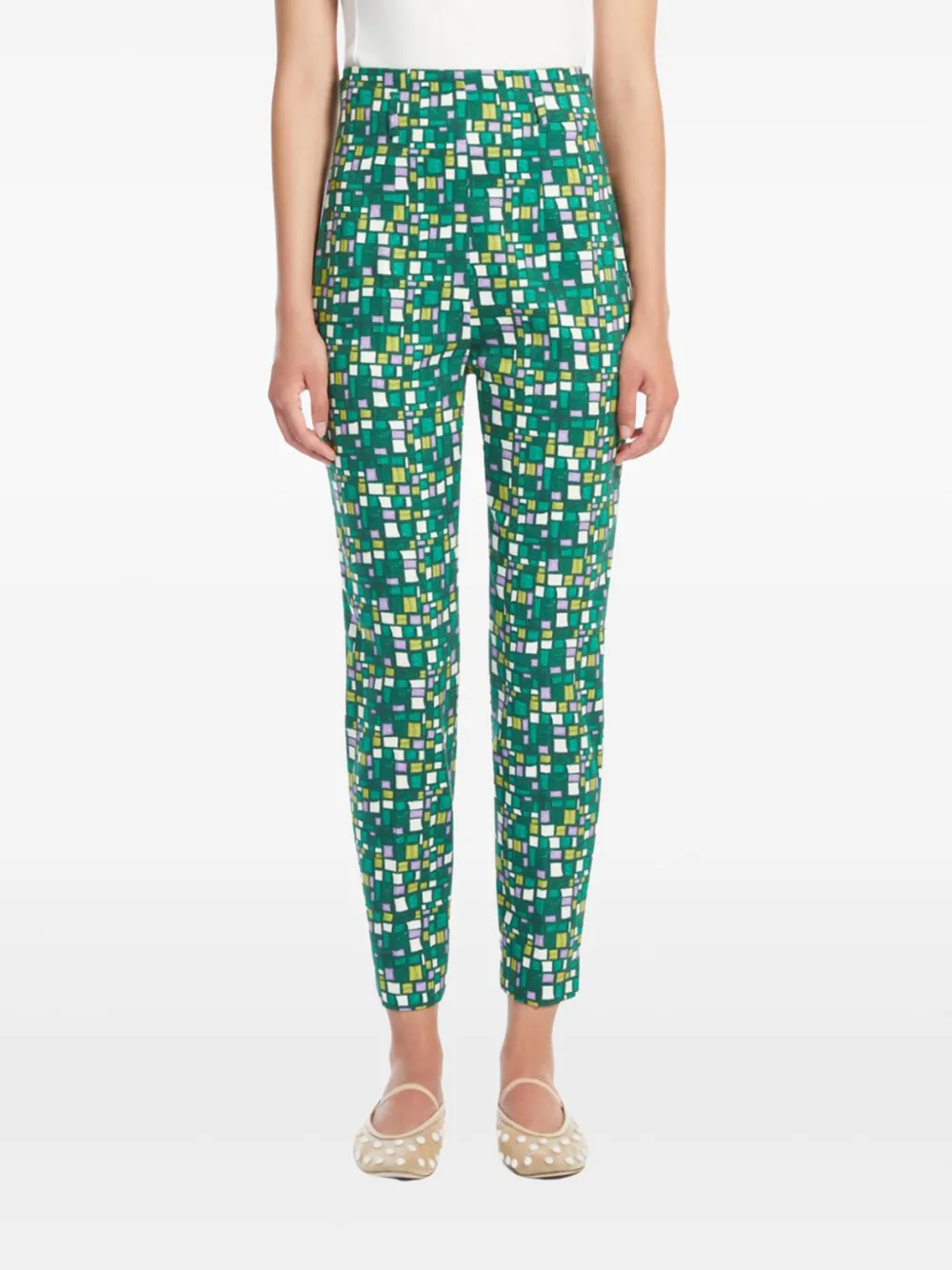 Weekend Max Mara geometric-print trousers Groen