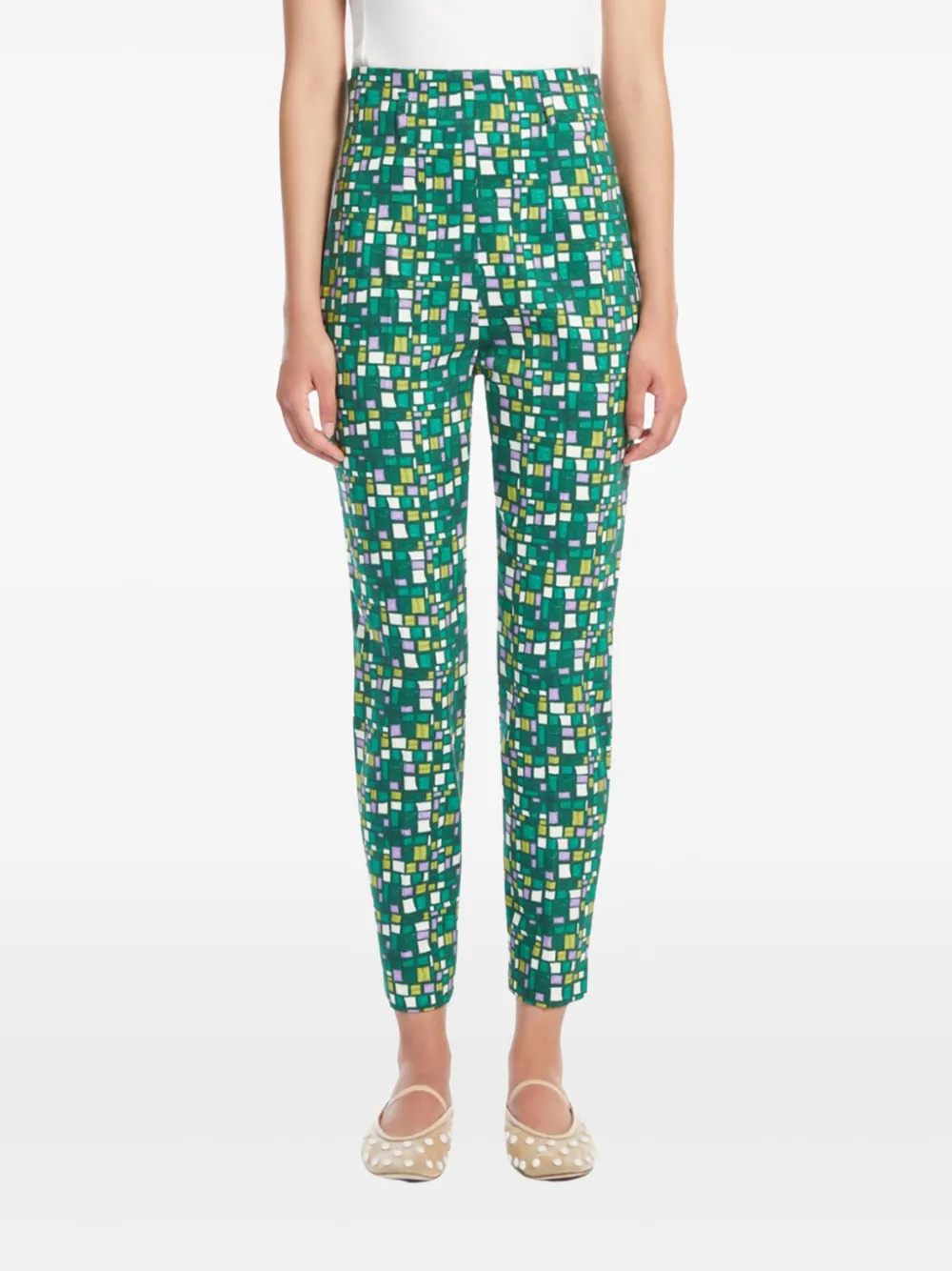 Weekend Max Mara geometric-print trousers Groen
