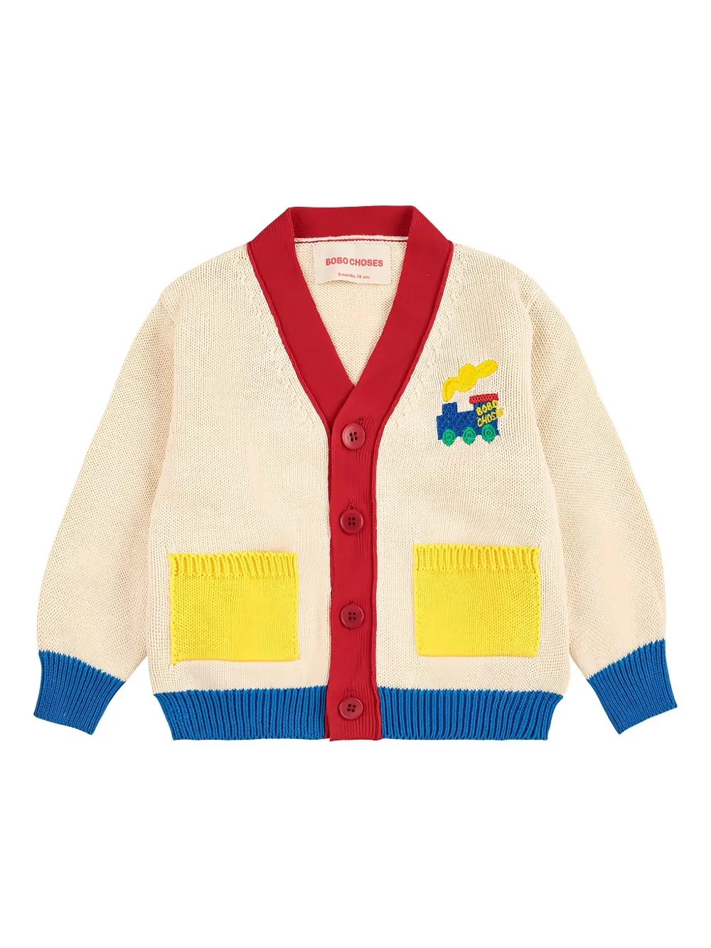 Bobo Choses Choo Choo colorblock cardigan | Neutrals | Image 1