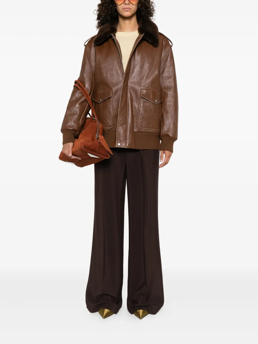 TOM FORD pleated side-adjusters trousers Bruin