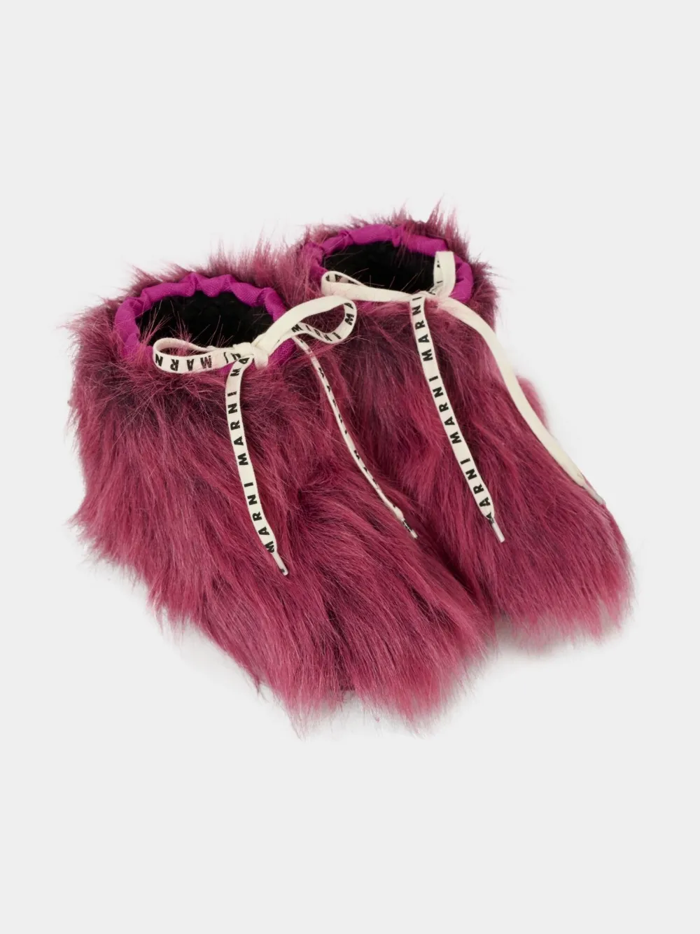 Marni Kids faux-fur lace-up boots Pink
