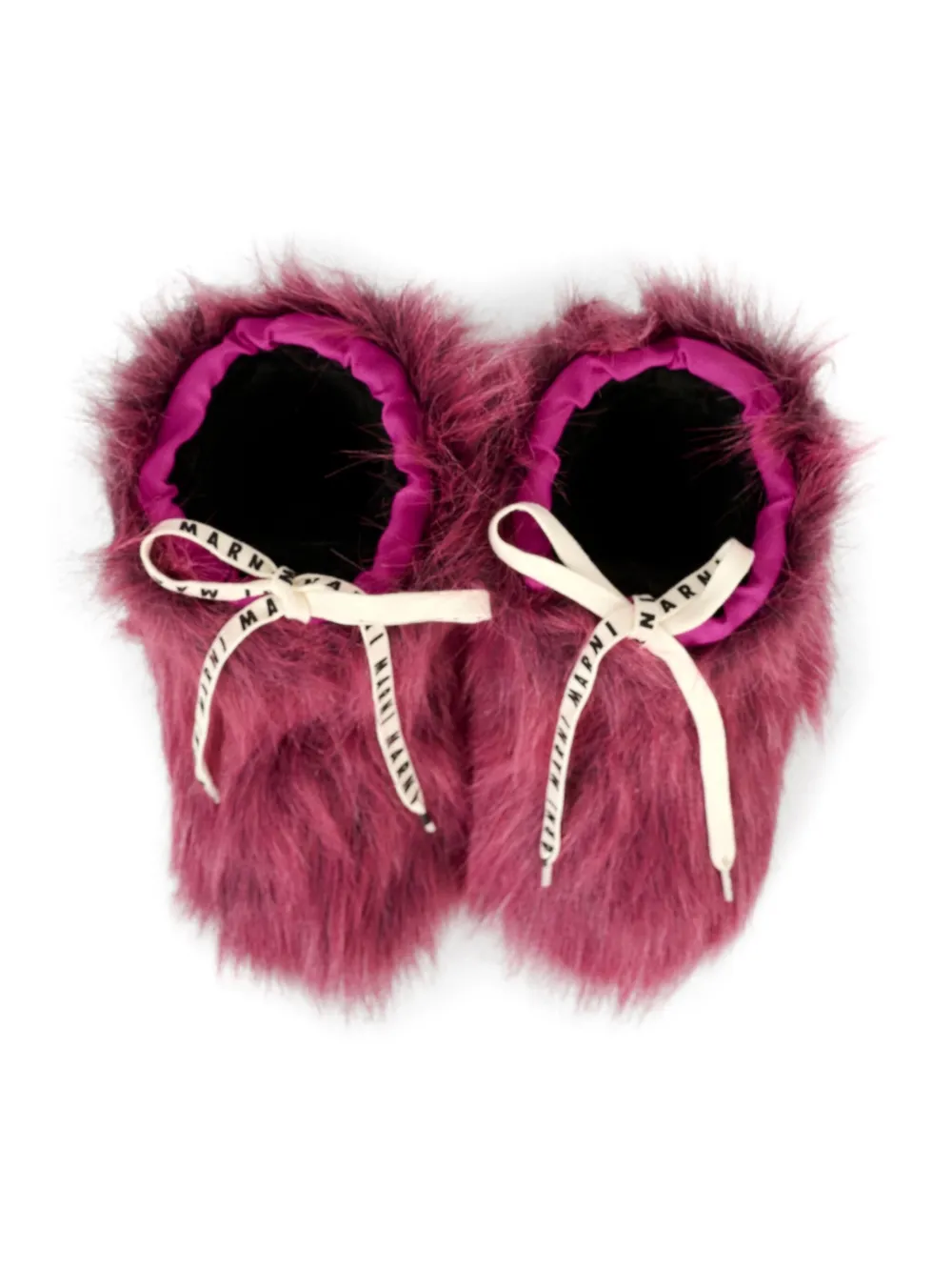 Marni Kids faux-fur lace-up boots Pink