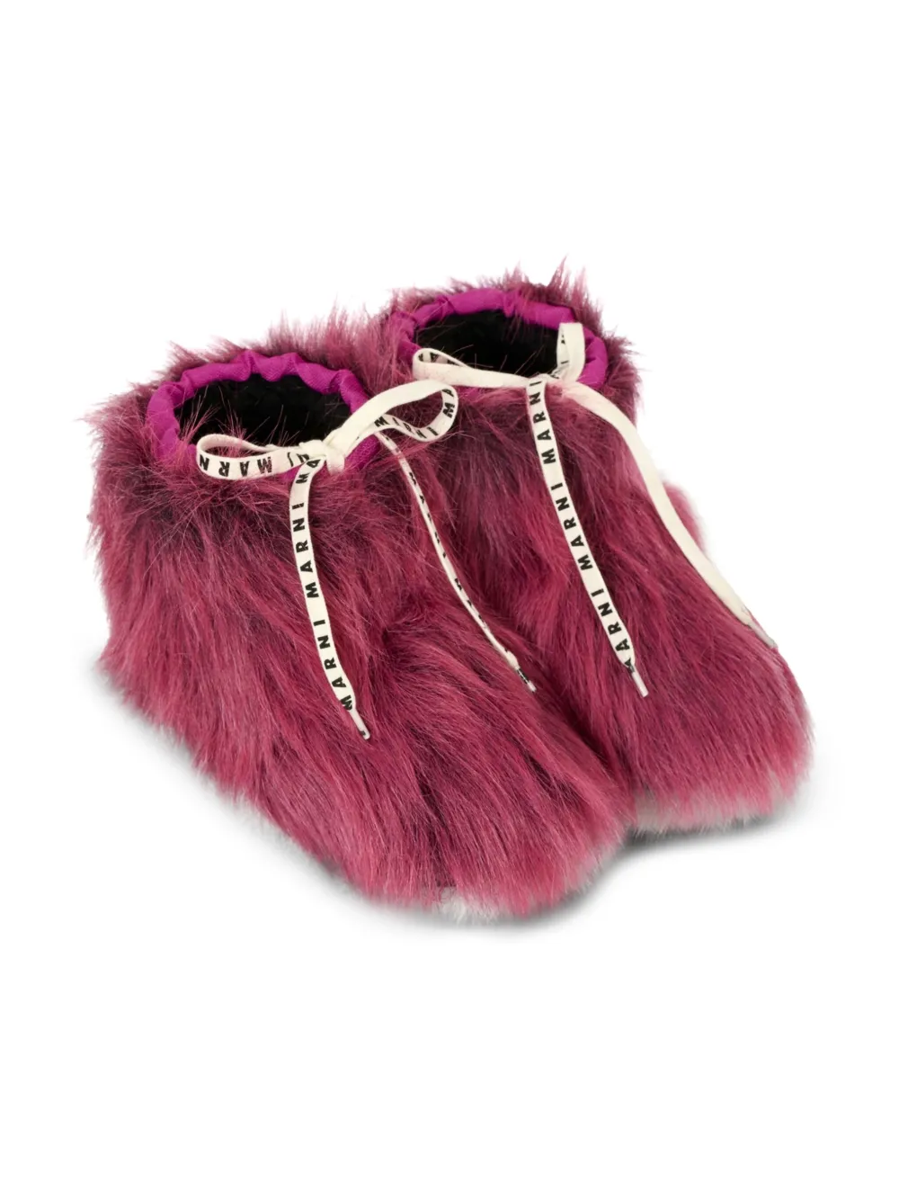 Marni Kids faux-fur lace-up boots Pink