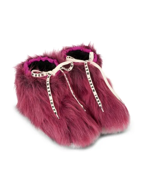 Marni Kids faux-fur lace-up boots