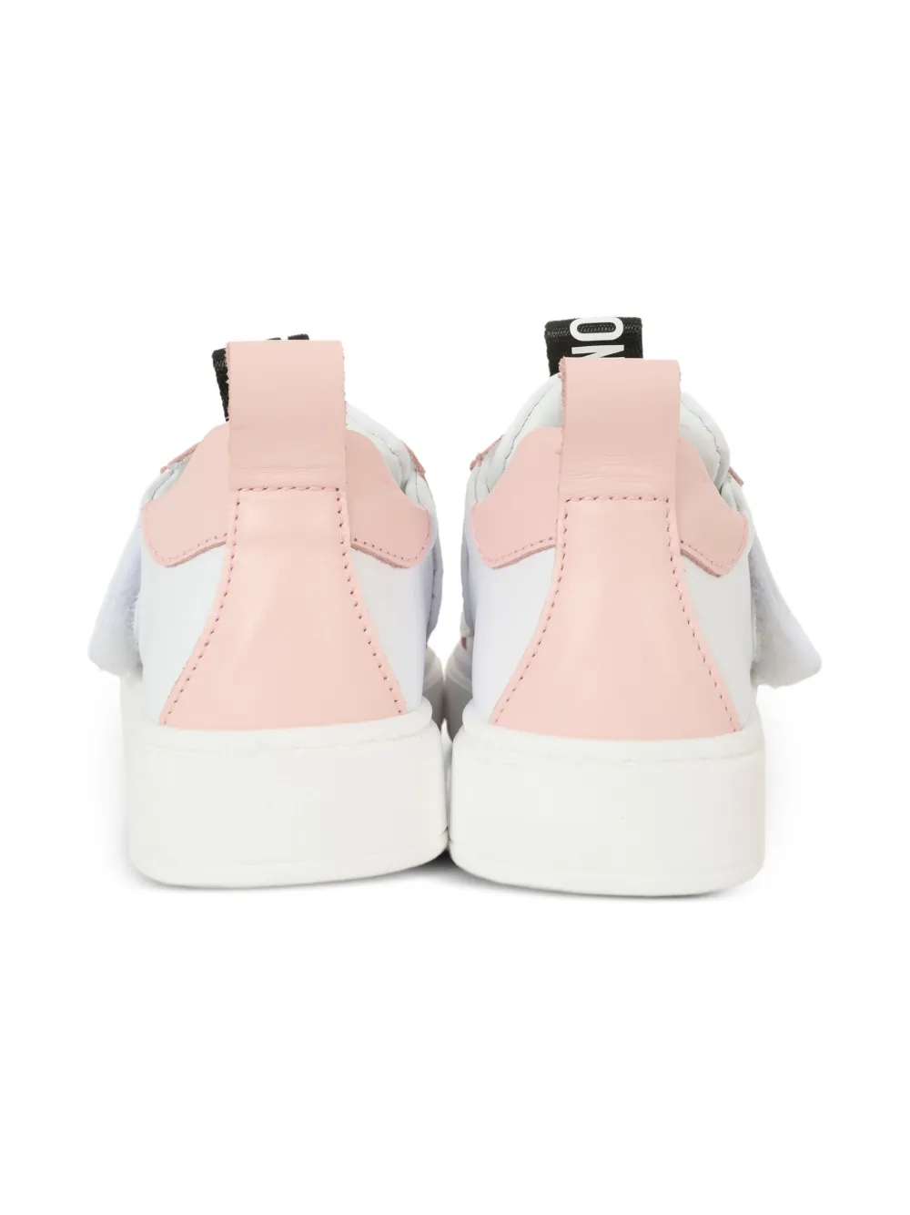 Moschino Kids logo-strap leather trainers White