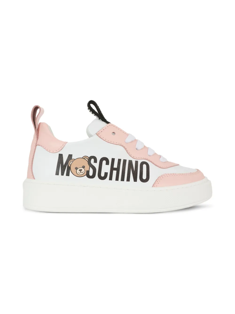 Moschino Kids teddy-logo leather trainers White