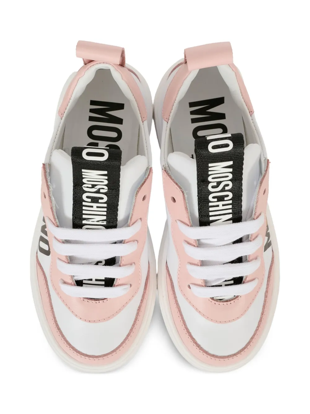 Moschino Kids teddy-logo leather trainers White