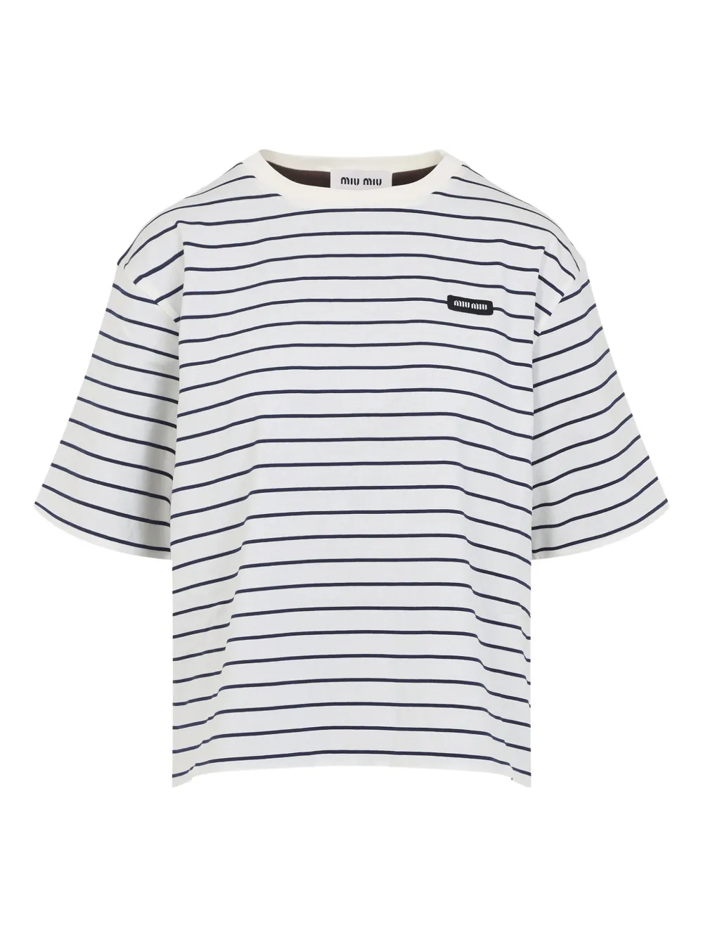 Miu striped logo T-shirt Wit